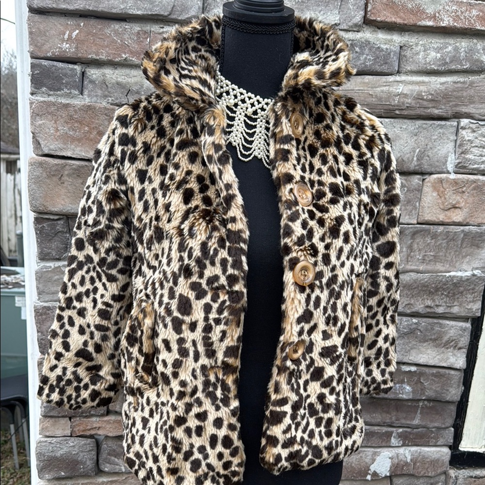 Leopard Print Faux Fur Jacket